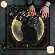 1 buah Taplak Meja Altar Ramalan Tarot Kucing untuk Ilmu Sihir, Astrologi, Pembacaan Tarot, Dekorasi Rumah, Alas Kartu Oracle Poliester - Hitam - View 6