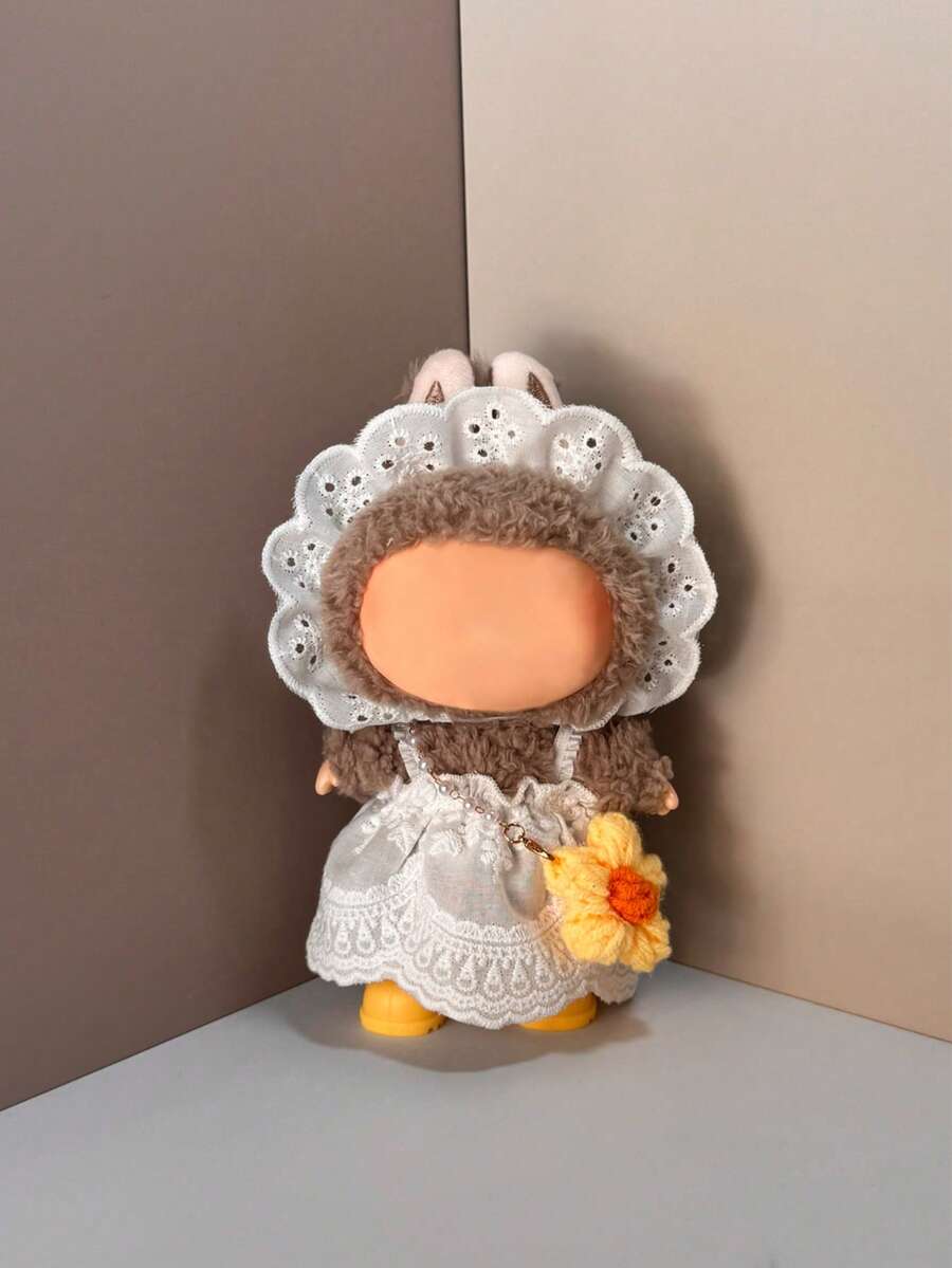 17cm Doll Set, White Lace Camisole Dress With Headscarf, DIY Doll Clothes And Accessories, Suitable For The Monsters - Matching Set (skirt + Headscarf + Bag + Shoes) - View 1