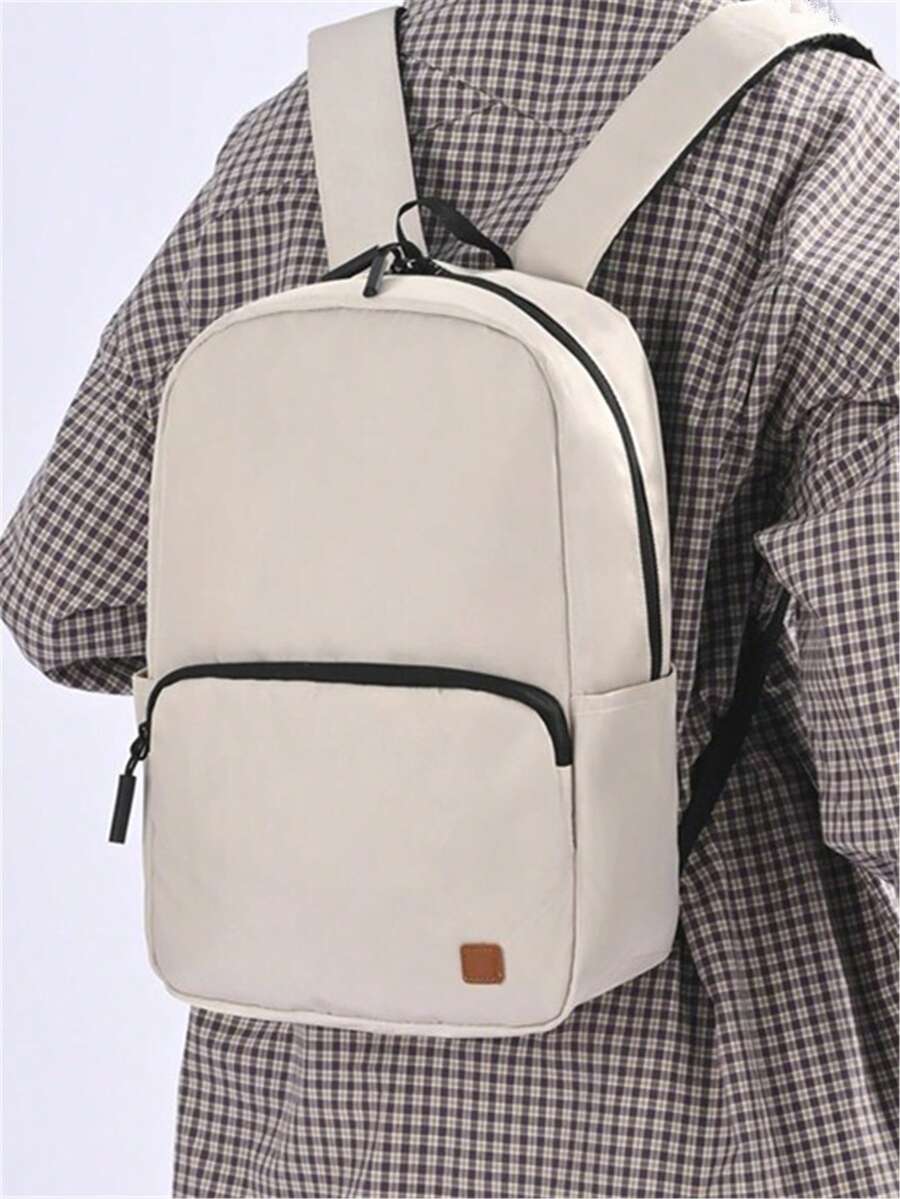 New Cross-Border Lightweight Small Backpack, Fashionable Versatile Student Backpack, Minimalist Solid Color Laptop Backpack, Exhibition Gift Backpack, Expandable Design Premium Backpack, Outdoor Casual Travel Sports Commute Men's Backpack