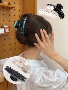2/1pc Retro Polka Dot Semicircle Hair Clips, All-Scene Women Hair Accessories, Ideal Holiday Gifts For Girls - Multicolor - View 4
