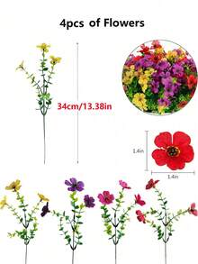 20pcs Artificial Flowers, Faux Plants Suitable For Indoor And Outdoor Gardens, Porches, Windowsills, Home, Weddings, Country Style, UV Resistant Plastic Flowers, Realistic Greenery Decor, Hanging Baskets, Kitchen Home Vase Decoration - Multicolor - View 12