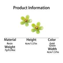 1 Pair Fashionable Green Floral Earrings, Natural Forest Style, Suitable For Daily Wear And Travel Photography - Green - View 6