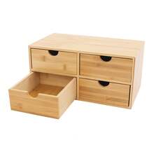 WUPYI Schreibtisch-Organizer mit 4 Schubladen, Schreibtisch-Organizer mit Curved Groove Griffe für Wohnzimmern, Schlafzimmern, Studienräumen, Büros - Holz - Übersicht 7