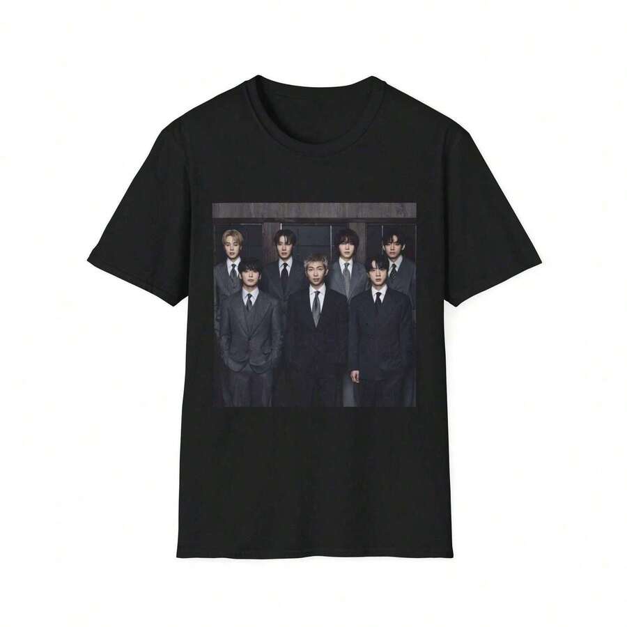 Oversized Printed T-Shirt, Team Aesthetic T-Shirt, Anime T-Shirt, Vintage Pattern T-Shirt, Unisex, Men's Cotton T-Shirt - Black - View 1