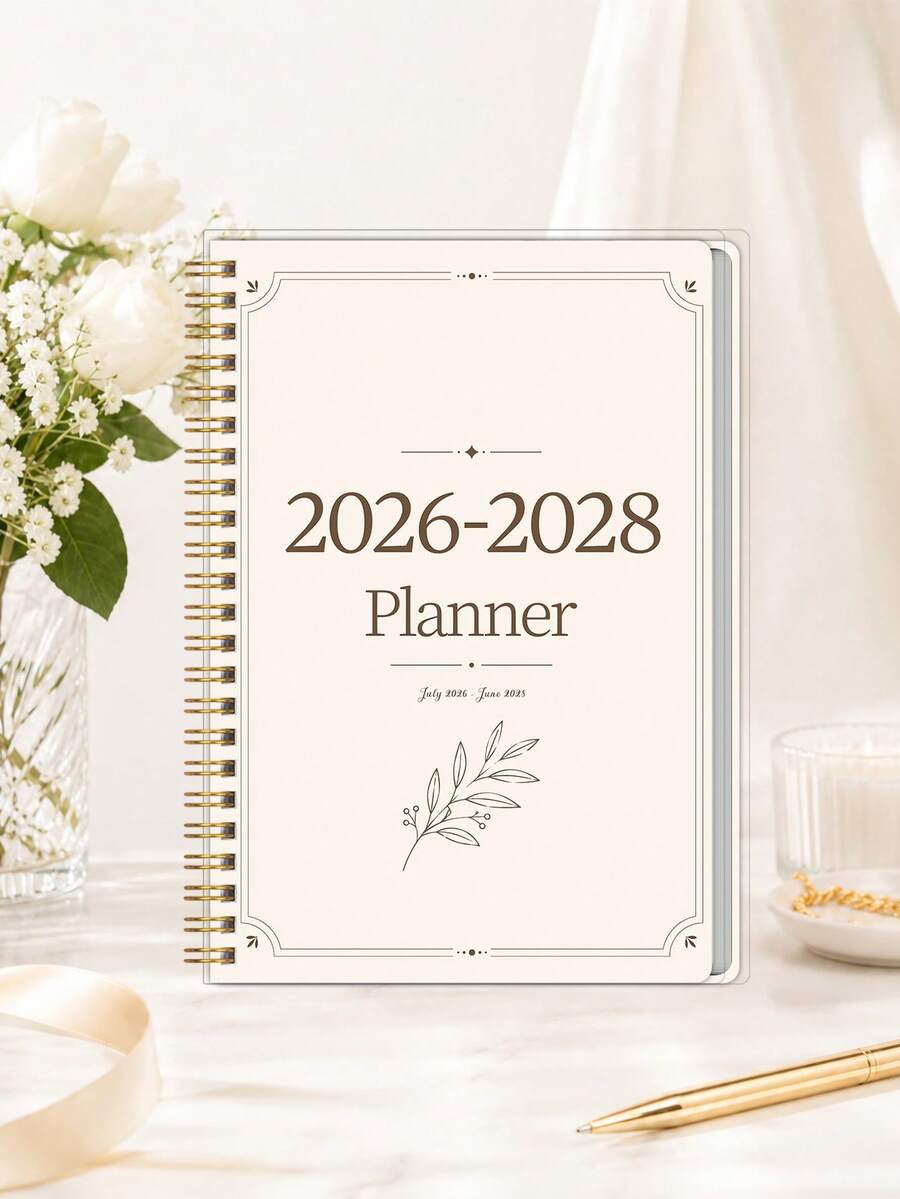 BUBU 1本 2026-2028 週計畫與月計畫螺旋裝訂筆記本，學術約會簿日程日誌，提升生產力，適合居家、學校與工作使用，A5尺寸，返校用品、辦公用品、學校用品，教師禮物、男士禮物