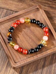 Vintage Style Men's Protection Bracelet, Tourmaline, Carnelian, Courage, Focus, Absorb Negative Energy, Grounding Healing Meditation Jewelry Unisex - Multicolor - View 8