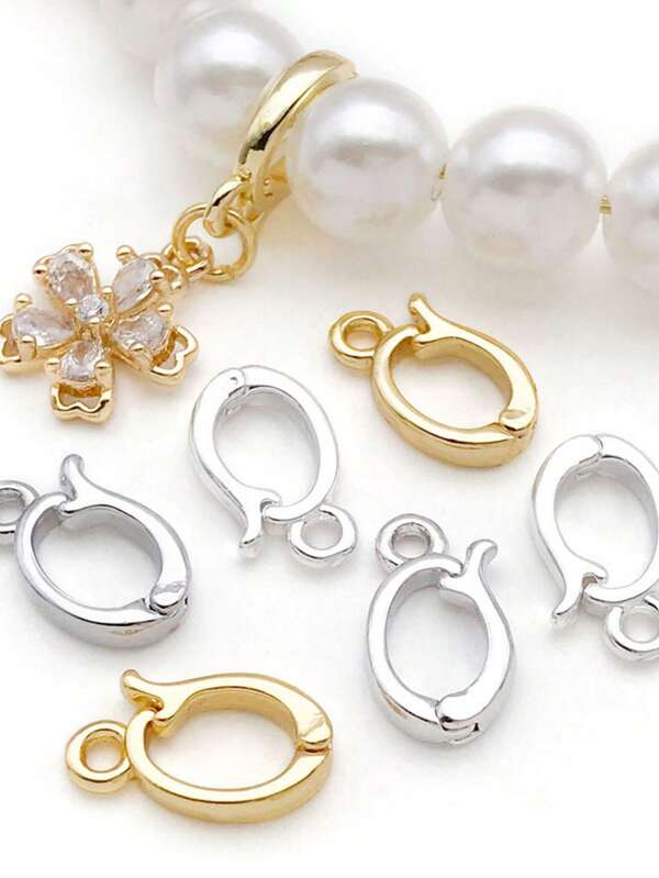 2/4/6 cái móc khóa trang sức hình oval mạ vàng 18K bằng đồng thau, vòng lò xo nối khóa bấm, phù hợp làm trang sức DIY và phụ kiện thủ công