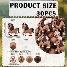 30pcs Cute 3D Animal Horse Silicone Beads Set Wholesale, Jewelry Making Beads, Fashion Design, Jewelry Making Beads, Perfect For DIY Bracelets, Lanyards, Bead Pen Accessories, Holiday Party Decorations And Other Handmade Crafts - Ideal Gift - Multicolor - View 5
