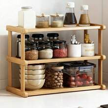 NEW Wooden Multi-Tier Desktop Storage Rack, Organizer Rack, Large Capacity Spice Rack UK - VJP0201-a - View 5