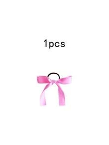 8pcs/Set Multi-Functional Pink Satin Ribbon Hair Accessories Bow Hair Ties Simple Elegant Hair Accessories New Korean Ponytail Hair Bands Exquisite Hair Decorations - Hot Pink - View 8