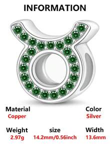 1pc Fashion Charming Minimalist Zirconia Inlaid December Zodiac Beaded Bracelet Necklace, Niche Creative Versatile DIY Jewelry, Birthday Gift - Silver - View 16