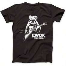 Summer TopsDa-Mi-Ri-Rtida T-Shirt By Bees Knees Tees With Ewok And Guitar Print. Unisex Retro Fashion Street Casual Pullover Sweatshirt Soft - Black - View 1