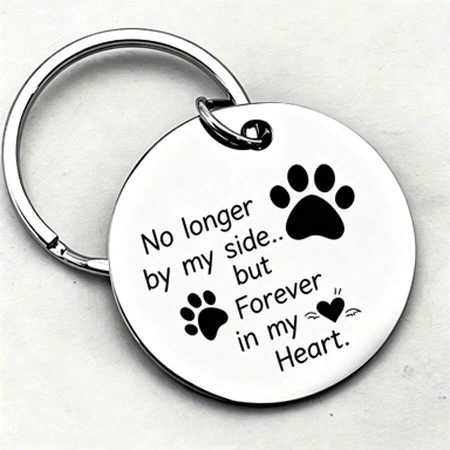 Colgante de mascota de acero inoxidable, moldeado en una sola pieza, estructura resistente, doble función como llavero y amuleto decorativo, bordes suaves sin rebabas, se puede usar como accesorio de collar de mascota y placa de mascota, cuidando cuidadosamente a tu mascota querida - Multicolor - Ver 1