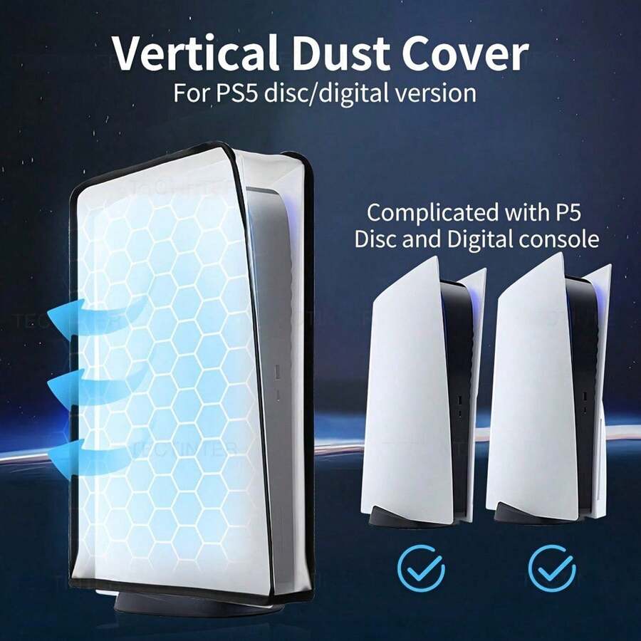 Penutup Debu Transparan untuk Konsol P/S/5, Casing Pelindung untuk Edisi Disk & Digital, Hitam/Putih - View 1