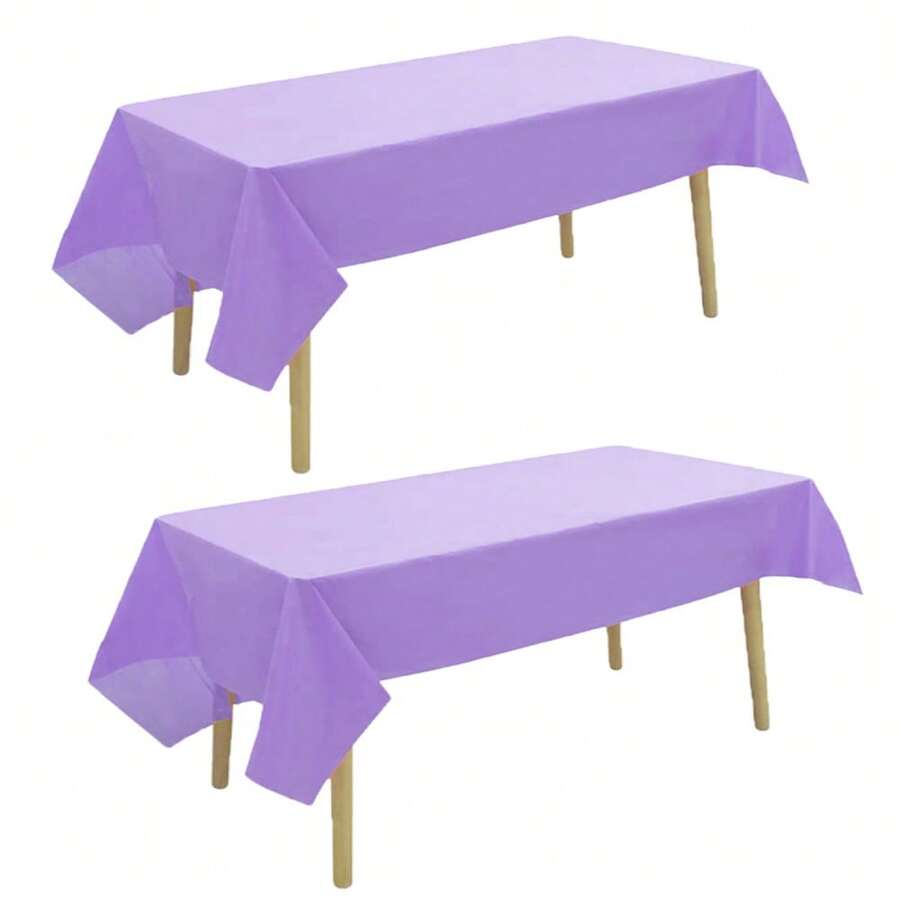 5pcs Purple Plastic Tablecloths, Rectangular PE Material, Suitable For Celebrations, Parties, Weddings, Indoor And Outdoor Use, Waterproof, Oil-Proof, No-Wash Plastic Tablecloths, Thick And Durable, Solid Color Tablecloths For Party, Picnic, Dessert Table Decor - A - View 1