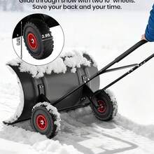 Heavy-Duty Steel Snow Shovel With Wheels  All-Terrain Non-Slip Wheels – Adjustable Angle For Efficient Snow Removal - Large Double Pole - View 3