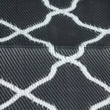 Reversible Outdoor Rug, Plastic Straw Mat W/ Carry Bag Ground Stakes For Garden RV Picnic Beach Camping 182x274cm Black - Default - View 8