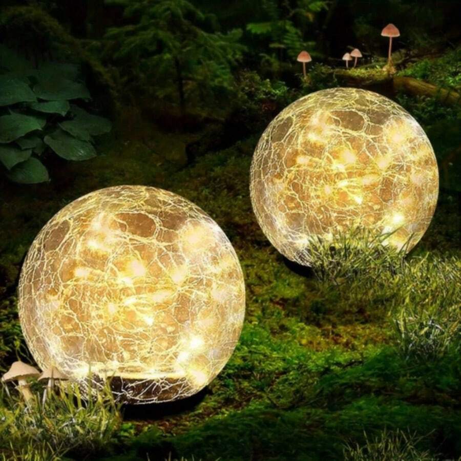 Solar Powered Garden Lights Crackle Glass Outdoor LED Decorative Lights Outdoor Decorative Lights Garden Path Lighting Suitable For Garden Yard Balcony Path Decoration - Multiple Styles - View 1