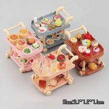 1 Set Mini Food Cart Set, Includes 1 Mini Food Cart And 10 Random Mini Food Models - Adult Mini Kitchen Toy Set, Miniature Objects, Dollhouse Miniature Models, Cute Small Figurines, Micro Landscape Cute Miniature Decorations, Miniature Models, Mini Objects - Multicolor - View 8
