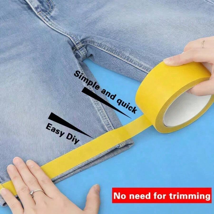 2 Rolls Strong Adhesive Fabric Tape, No-Cut Multi-Function Damage Free Hemming For Pants And Sleeves, Suitable For Fabric Clothing Self-Adhesive Fixing Patch