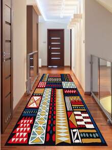 Digitally Printed Non-Slip Washable Runner And Area Rug Living Room Carpet, Modern Design | Modern, Scandinavian, Bohemian And Classic Styles | 100% Polyester - Blue - View 3