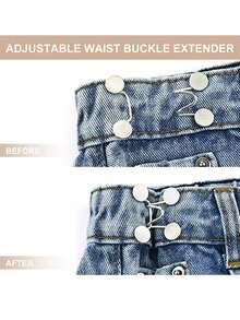 2/4/6/8Sets Nail-Free Metal Jeans Button Snaps Detachable Pants Clips Buttons Pins DIY Waist Tightener Clothing Buckles Sewing Tools - Multicolor - View 10