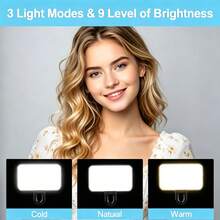 1 pieza Luz de selfie portátil, Luz de relleno con clip, Adecuada para cámara de teléfono, Luz LED con clip, 3 modos de iluminación/Temperatura de color dual, Luz de maquillaje recargable, Linterna multifunción, Adecuada para portátil/teléfono/tableta/videollamada/maquillaje/luz de relleno fotográfico, Adecuada para selfie y transmisión en vivo, Iluminación portátil, Nuevo estilo RGB de color completo - A - Ver 6