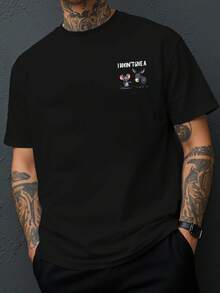 I Don't Care, The New Men's Crew Neck T-Shirt With Double-Sided Print Of A Mouse Pulling A Horse Is Casual, Sporty, Modern, Fashionable, Loose-Fitting And Suitable For - 白色 - 查看 10