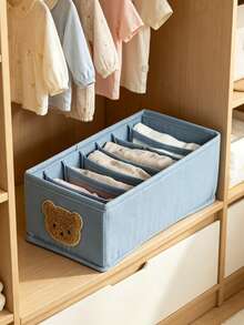 1pc Bear Pattern Storage Basket With 7 Compartments And Bow Design, Suitable For Baby Essentials, Newborn, Children's Room, Nursery - Multicolor - View 5