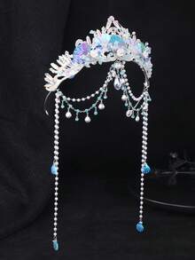 1件手工編織皇冠，海洋元素與長流蘇設計，生日派對 Cosplay 配件，Coronas - 彩色 - 查看 4