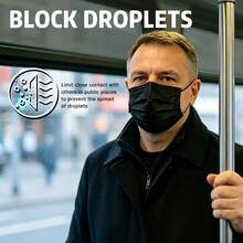 Bulk 100 Pack Black Disposable Face Masks, Non-Medical Daily Protection Masks, Universal Fit For Men & Women, Dust & Pollen Filter Masks - Black - View 6