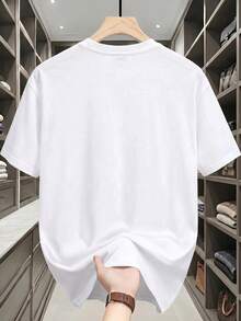Navy Blue Pure Cotton Blouse, Round Neck, Short Sleeve, Summer Top With Sparkling Heart Design, Lightweight, Soft, Breathable, Casual Style, Ideal For Women - 白色的 - 查看 2