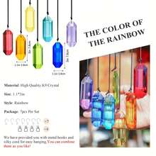 7 Colors Crystal Suncatcher Prism, Indoor Window Hanging Decor Rainbow Glass Prism Sun Catcher Decoration, For Home Garden Decor - Seven-color 76mm Long Strip - View 2