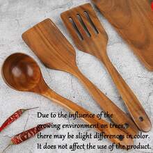 AIUHI 3pcs Wooden Kitchen Utensils Set Cooking Wood Spoon Comfort-Grip Wooden Spatulas - Brown - View 5