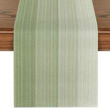 1pc Minimalist Striped Gradient Style Table Runner, Modern Living Room Dining Table Cloth Mat, Dry Cleanable, Washable, Suitable For Kitchen Dining Table Party Wedding Decoration Vintage Style, Suitable For Entryway, Family Gathering, Coffee Table, Living Room, Microwave Dust Cover - Light Green - View 13