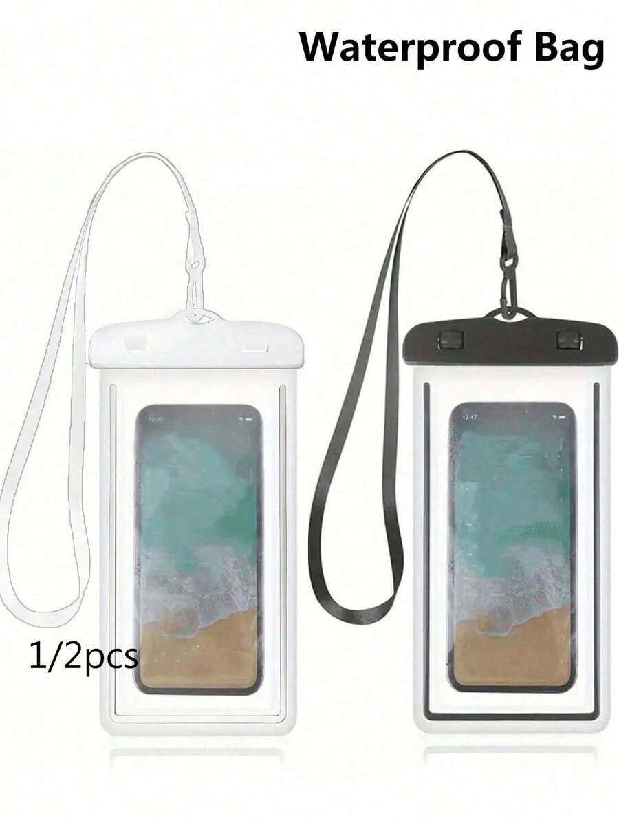 1件/2件通用觸控感應防水手機袋,發光設計,適合游泳,可調節掛繩,旅行與學校配件,返校季 - 彩色 - 查看 1