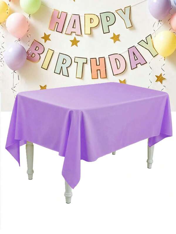 Fashionable Versatile Solid Color Minimalist Purple Tablecloths. These Are Reusable Rectangular Plastic Tablecloths, Perfect For Outdoor Occasions, As Well As Various Holiday Events And Ice Cream Party Decorations. Additionally, They Are Ideal For Decorating Dining Areas At Graduation Ceremonies, Weddings, Picnics, And Other Events.