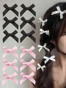 18pcs Ballet Style Cute Elegant White Ribbon Bow Hair Clips For Teens - Multicolor - View 5