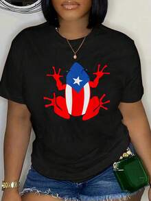 100% Cotton Puerto Rico Culture Roots Amapola Boricua Flag T-Shirt Women's Men's Oversized Comfort Soft Crew Neck Tee Tops - Black 10 - View 1