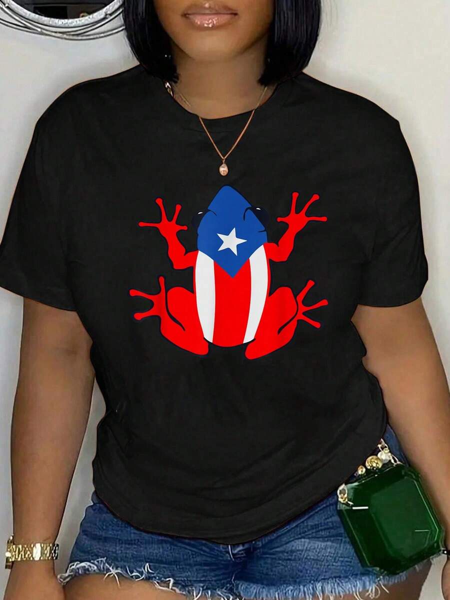 100% Cotton Puerto Rico Culture Roots Amapola Boricua Flag T-Shirt Women's Men's Oversized Comfort Soft Crew Neck Tee Tops - Black 10 - View 1
