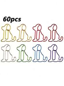 60pcs Colorful Dog Shaped Paper Clips - Cute Puppy Bookmarks Suitable For Office, School, Notebook, Party Decoration And Back To School Season - Sets - View 9
