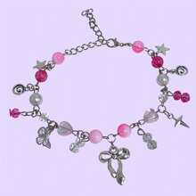 Pulseira Casal Nana Hachi e Nana Osaki - Pulseira de Casal e Amizades Kawaii com miçangas e pingente - Rosa Bebê - Visão 5