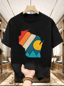 T-shirt vintage  con grafica, tessuto di alta qualità, stile street hip-hop, comoda, resistente, stampa di grande impatto. - nero - Visualizzare 1