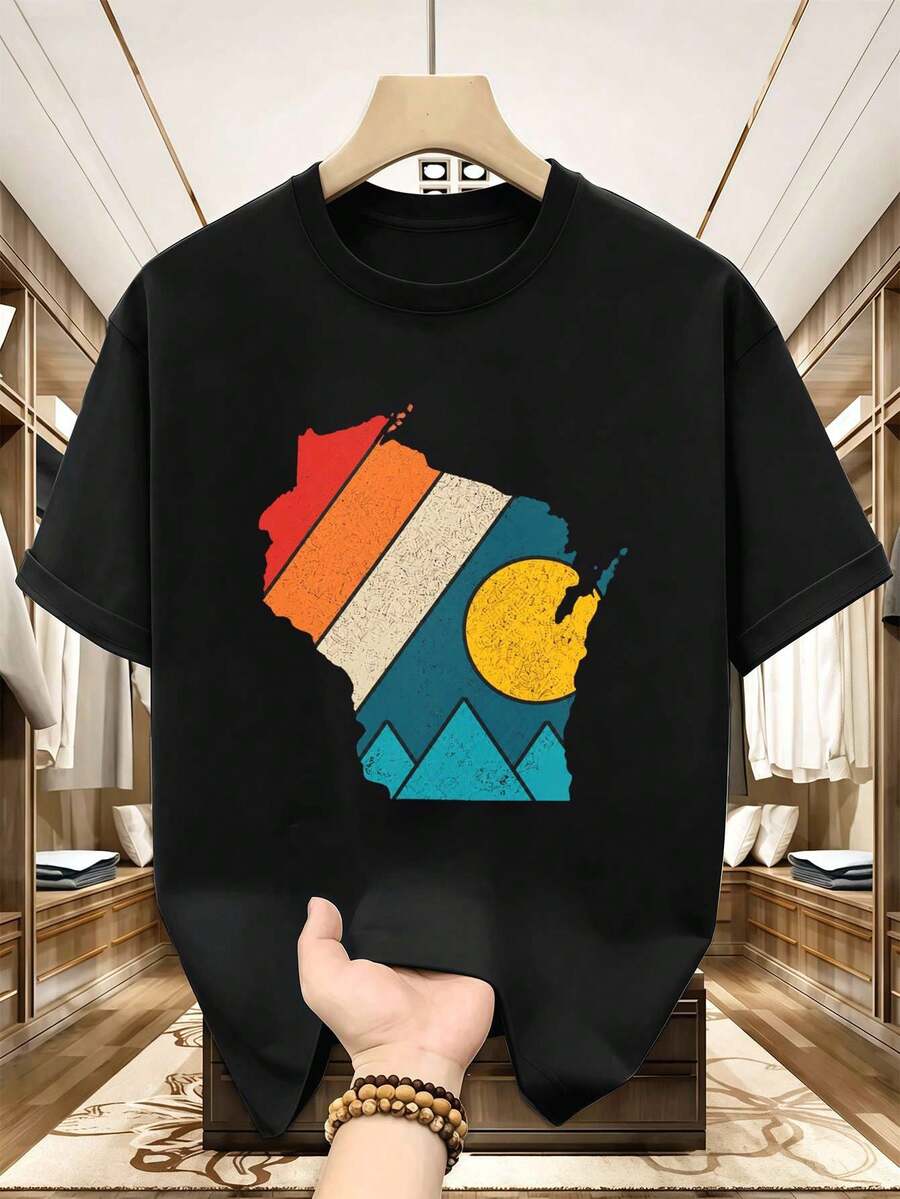 T-shirt vintage  con grafica, tessuto di alta qualità, stile street hip-hop, comoda, resistente, stampa di grande impatto. - nero - Visualizzare 1