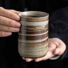 300ml High-Aesthetic Ceramic Coffee Cup, Straight-Body Tea Cup Water Cup Tumbler, Vintage Coffee Cup, Minimalist Premium, Comfortable Grip, Rounded Rim, Creative Hotel Homestay Mouthwash Cup Tableware Coarse Ceramic Tea Water Cup - Multicolor - View 5