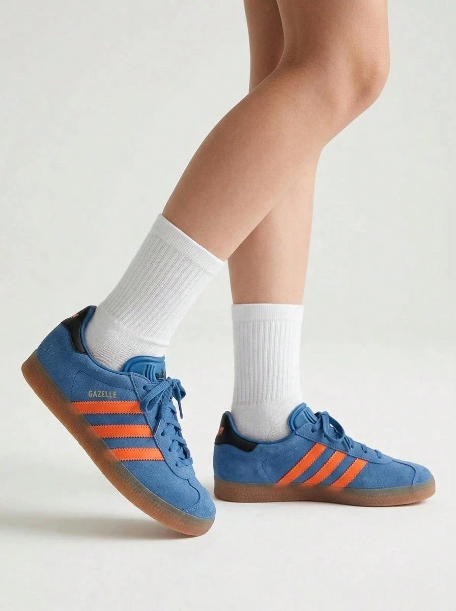 Adidas Gazelle Comfort Closure Kids Sneakers Focus Blue / Solar Orange / Core Black JQ7836 - 焦點藍/太陽橙/核心黑 - 查看 1