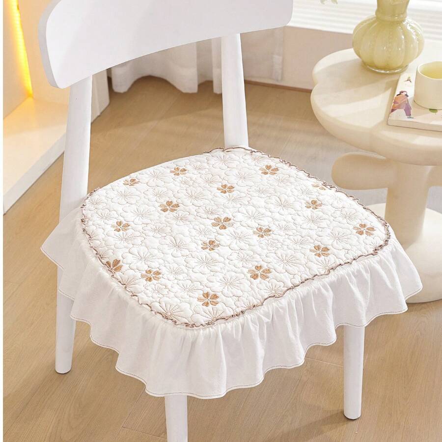 1 pieza Cojín acolchado para silla con falda, estilo, adecuado para todas las estaciones, suave y transpirable, antideslizante, lavable a máquina, uso diario, 17.7in/45cm*17.7in/45cm