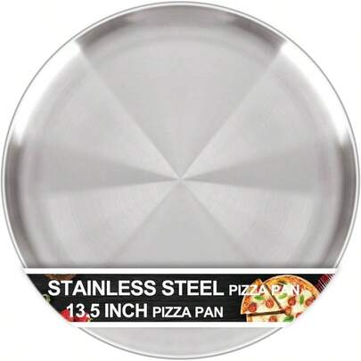 - Sartn de pizza de 13 pulgadas para horno, antiadherente, redonda de acero inoxidable, bandeja de pizza duradera, no txica, para galletas, pizza, pasteles, fcil de limpiar y apto