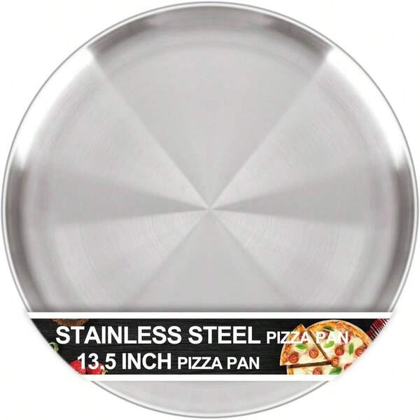 - Sartn de pizza de 13 pulgadas para horno, antiadherente, redonda de acero inoxidable, bandeja de pizza duradera, no txica, para galletas, pizza, pasteles, fcil de limpiar y apto