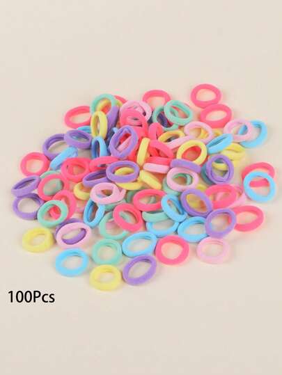 100Pcs Spring Color High Elasticity Non-Damaging Hair Ties